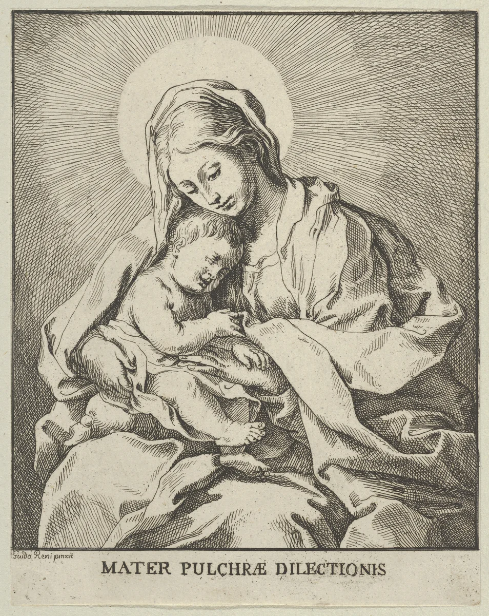 The Virgin holding the infant Christ, after Reni by Johann Christoph Winkler, print, 1715-1725