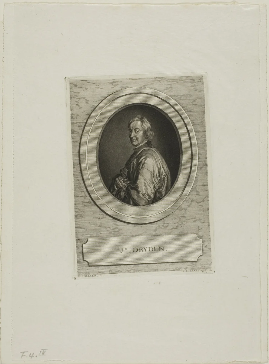 John Dryden by Jean-Baptiste de Grateloup, print, 1755-1817