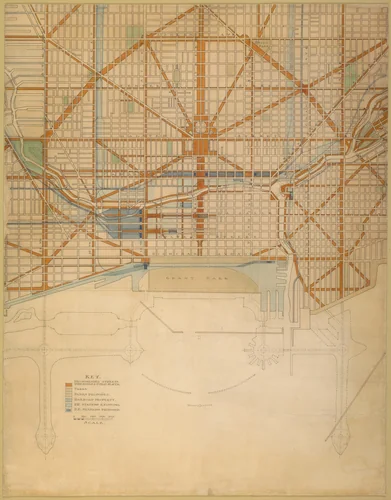 Plan of the Center of the City, the 1909 Plan of Chicago by Daniel Hudson Burnham
Edward Herbert Bennett, drawing, 1909