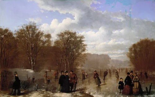 Skating on the Wissahickon by Johan Mengels Culverhouse, artwork, 1875