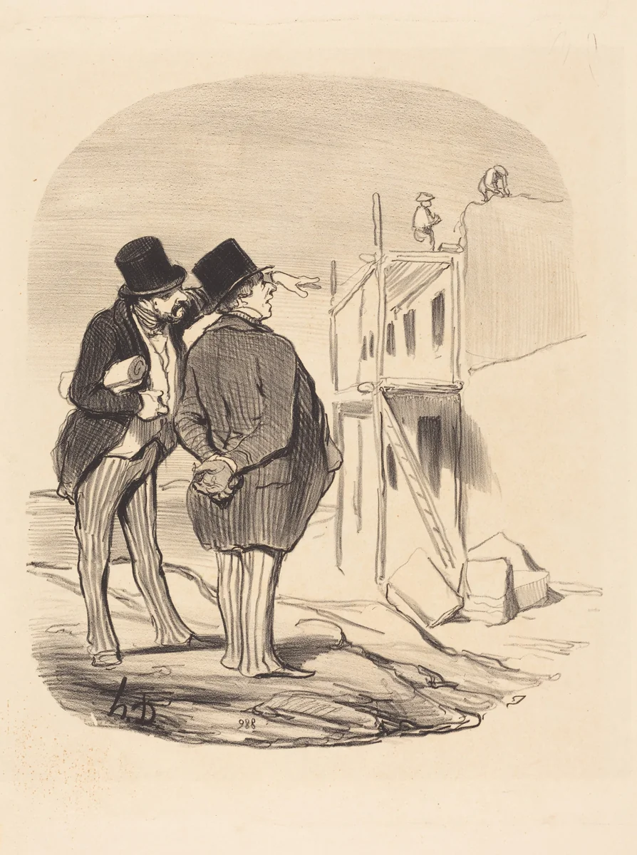 Two Men Amid Ruins by Honoré Daumier, print, 1808-1879