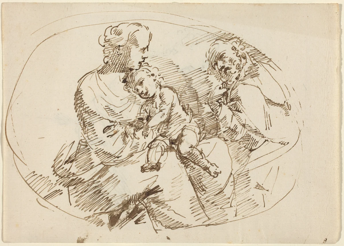 Holy Family [recto] by Donato Creti, drawing, 1671-1749