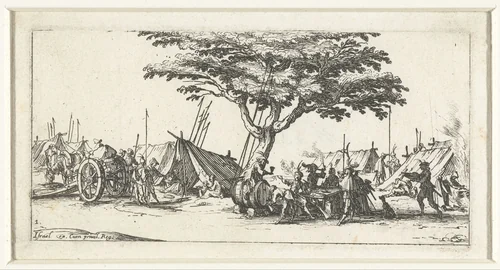Legerkamp by Jacques Callot, print, 1632-1636