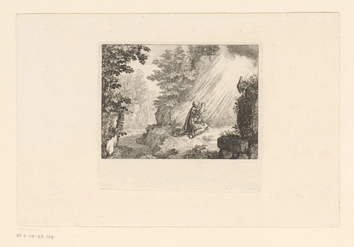 Biddende H. Petrus by Sébastien Leclerc, print, 1647-1714