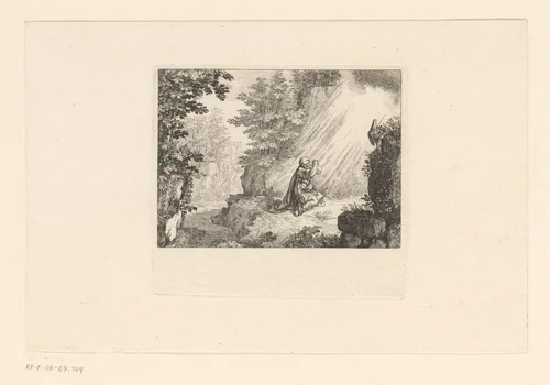 Biddende H. Petrus by Sébastien Leclerc, print, 1647-1714