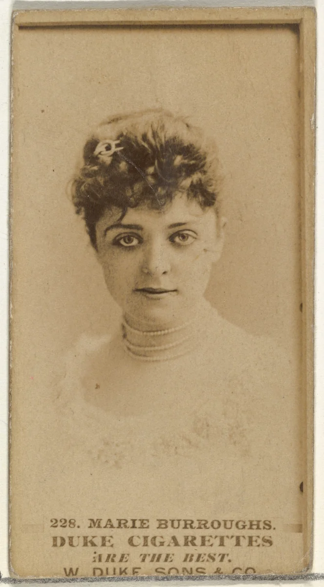 Card Number 228, Marie Burroughs, from the Actors and Actresses series (N145-7) issued by Duke Sons & Co. to promote Duke Cigarettes by W. Duke, Sons & Co., photograph, 1880-1889