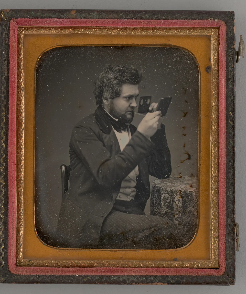 Untitled (Portrait of Man Looking Through a Stereoscope) by Unknown maker, other, 1856