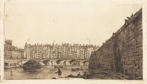 Le Pont-au-Change, Paris, vers 1784 by Charles Meryon, print, 1855