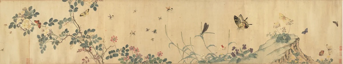 Flowers and Insects by Chai Zhenyi 柴貞儀 and Chai Jingyi 柴靜儀, drawing, 1662-1722