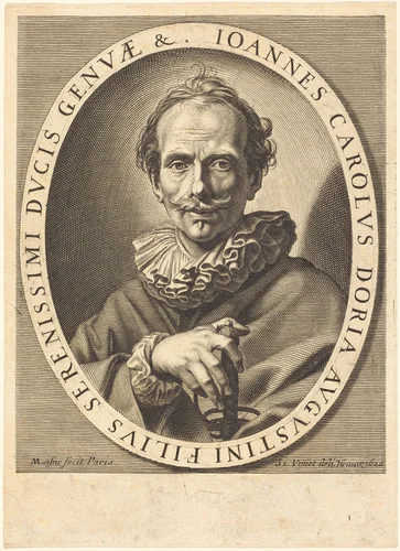 Jean Charles Doria by Michel Lasne; Simon Vouet, print, 1620