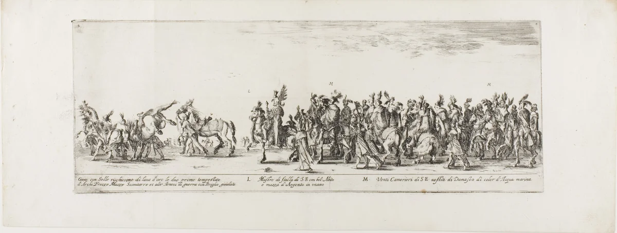 Plate Four, from Entrance of the Ambassador of Poland into Rome by Stefano della Bella, print, 1633