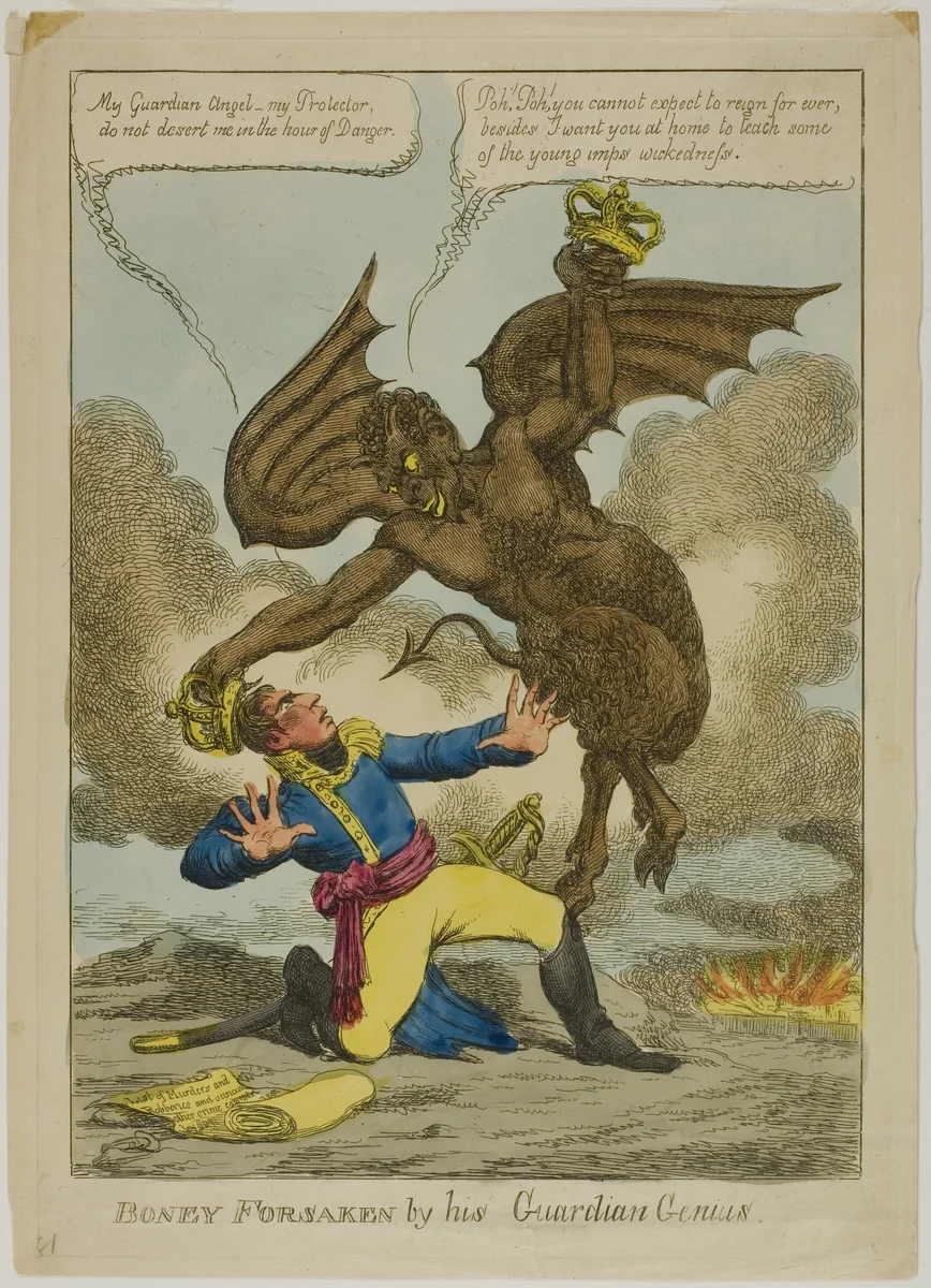 Boney Forsaken by his Guardian Genius by Charles Williams, print, 1814