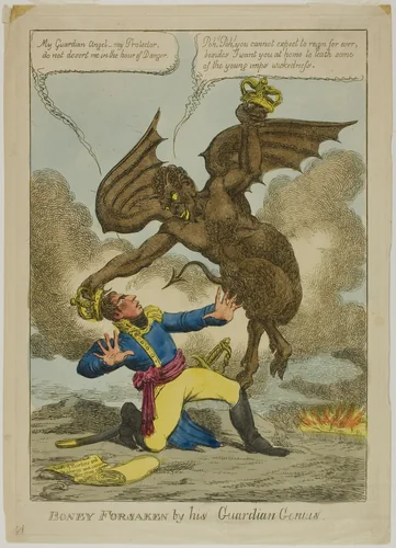 Boney Forsaken by his Guardian Genius by Charles Williams, print, 1814