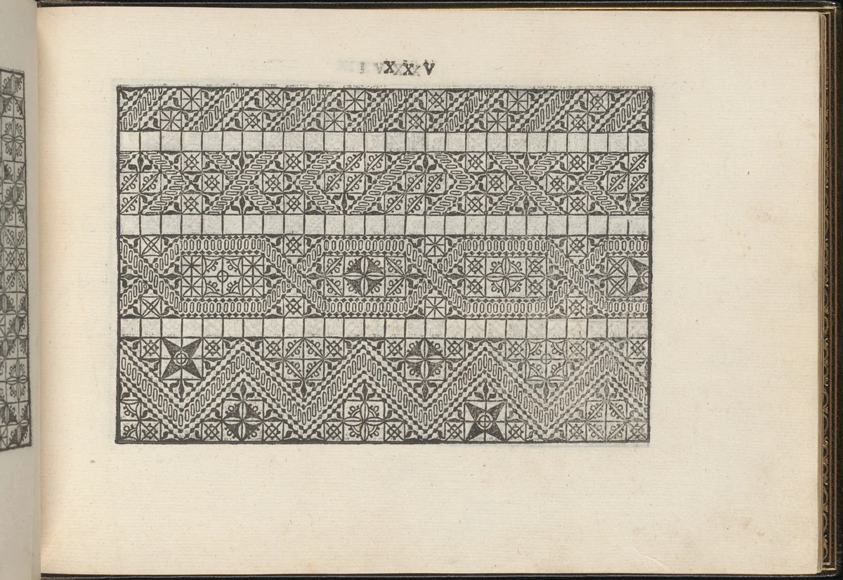 La Vera Perfettione del Disegno di varie sorti di recami, page 13 (recto) by Giovanni Ostaus, book, 1567