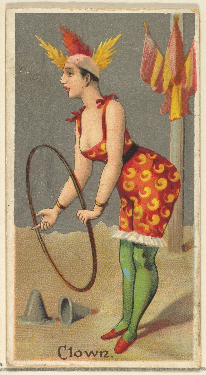 Clown, from the Occupations for Women series (N166) for Old Judge and Dogs Head Cigarettes by Goodwin & Company, print, 1887