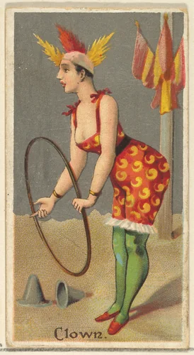 Clown, from the Occupations for Women series (N166) for Old Judge and Dogs Head Cigarettes by Goodwin & Company, print, 1887