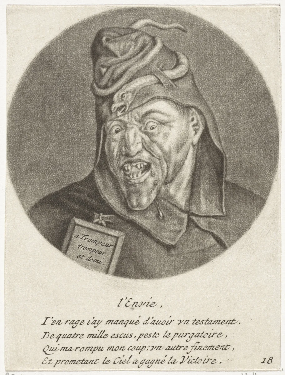 Afgunst by Jacob Gole, print, 1670-1724