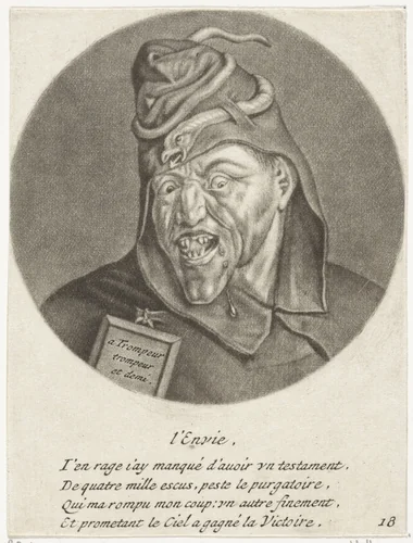 Afgunst by Jacob Gole, print, 1670-1724