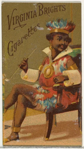 Caricatured Figure (with pipe) from the Girls and Children series (N64) promoting Virginia Brights Cigarettes for Allen & Ginter brand tobacco products by Allen & Ginter, print, 1886