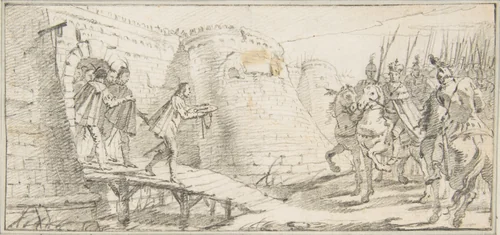 Illustration for a Book: Surrender of the Keys of a City to an Emperor by Giovanni Battista Tiepolo, drawing, 1696-1770