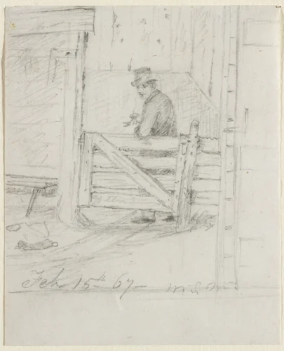 Resting on the Fence by William Sidney Mount, drawing, 1867