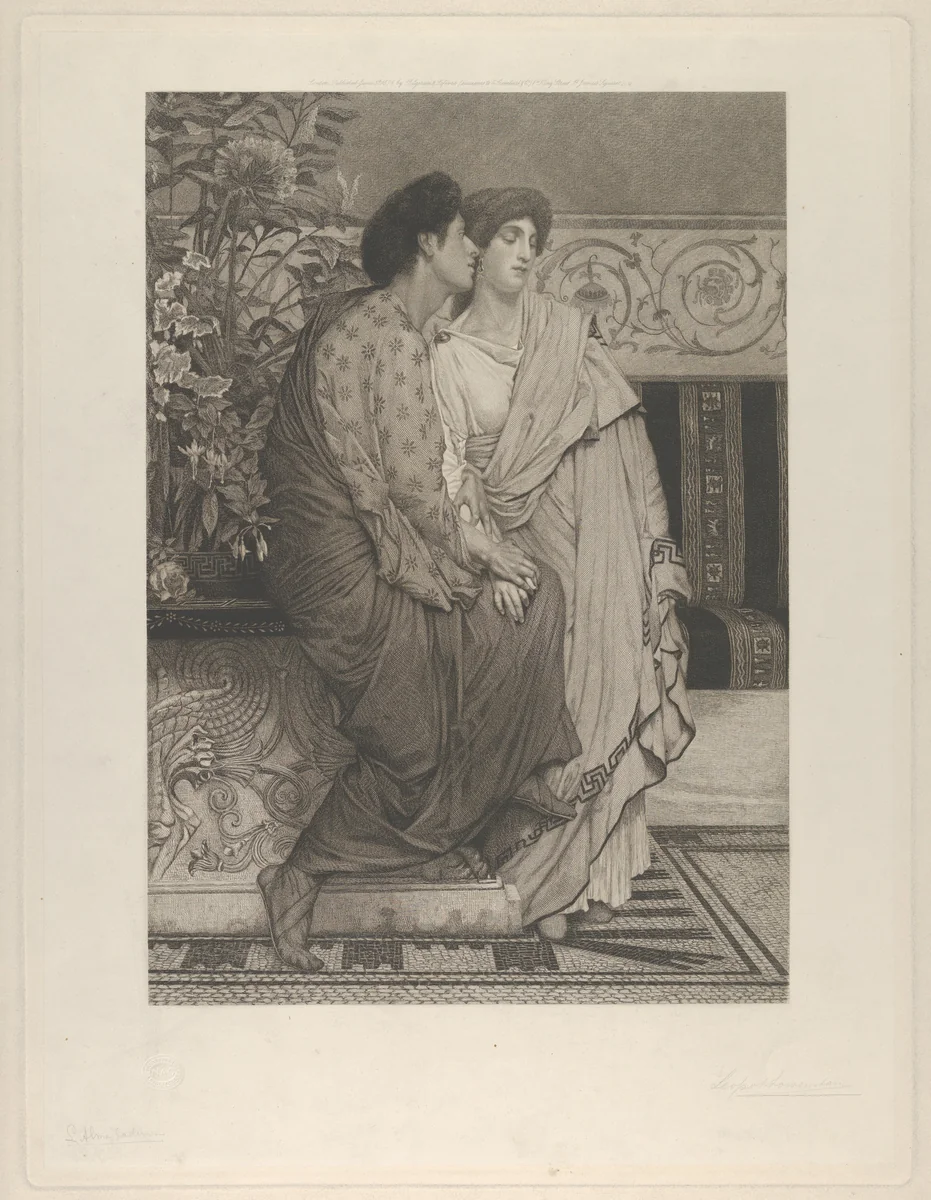 The First Whisper of Love by Lawrence Alma-Tadema, print, 1876