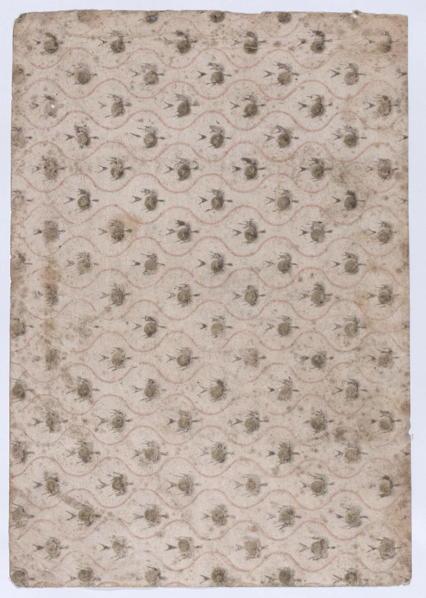 Sheet with wavy lines and abstract pattern by anonymous, print, 1800-1900