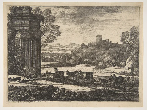 The Herd Returning in Stormy Weather by Claude Lorrain, print, 1650-1651