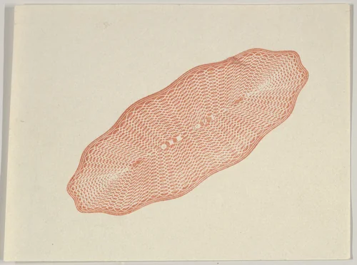 Banknote motif: lathe work ornament resembling a long flat woven basket by Cyrus Durand, print, 1819-1847