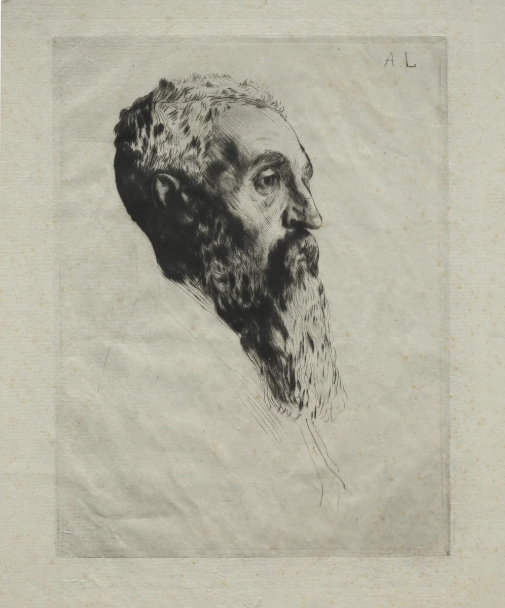 Head of a Model by Alphonse Legros, print, 1857-1911