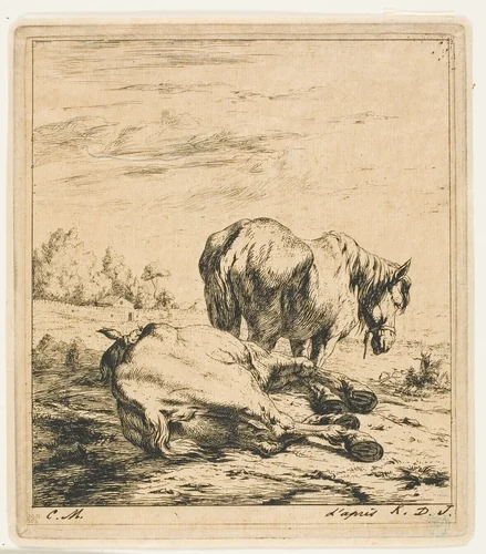 The Two Horses by Charles Meryon, print, 1850
