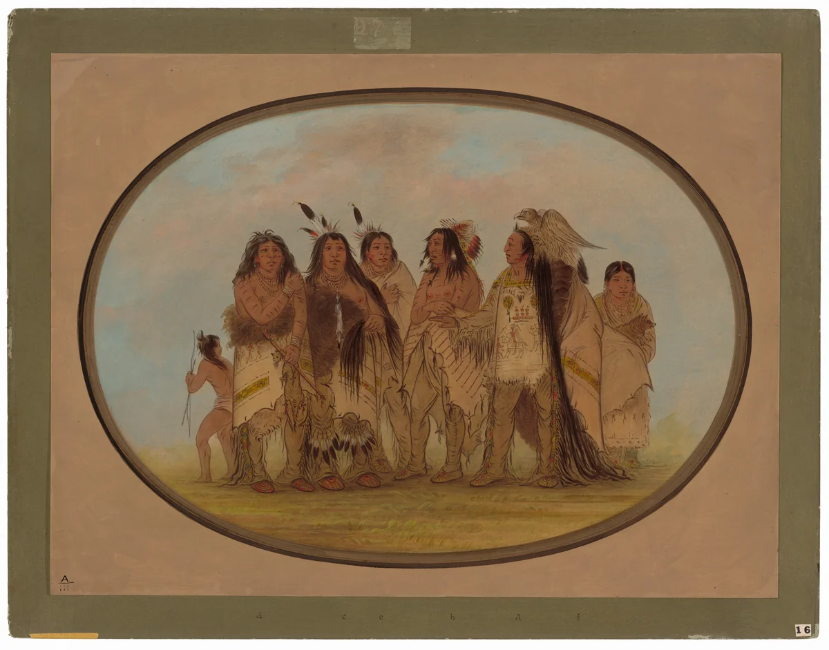 Distinguished Crow Indians by George Catlin, painting, 1861-1869
