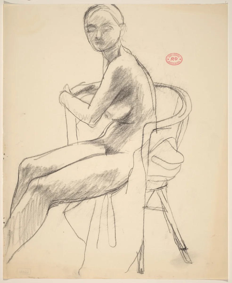 Untitled [seated female nude turning toward viewer] by Richard Diebenkorn, drawing, 1955-1967