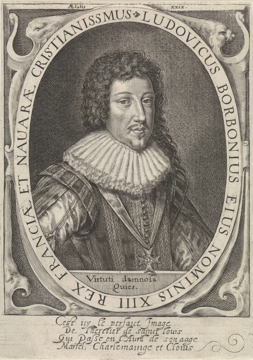 Portret van Lodewijk XIII by Crispijn van de Passe, print, 1604-1670