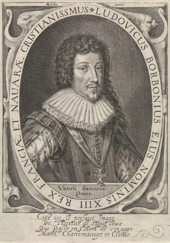 Portret van Lodewijk XIII by Crispijn van de Passe, print, 1604-1670