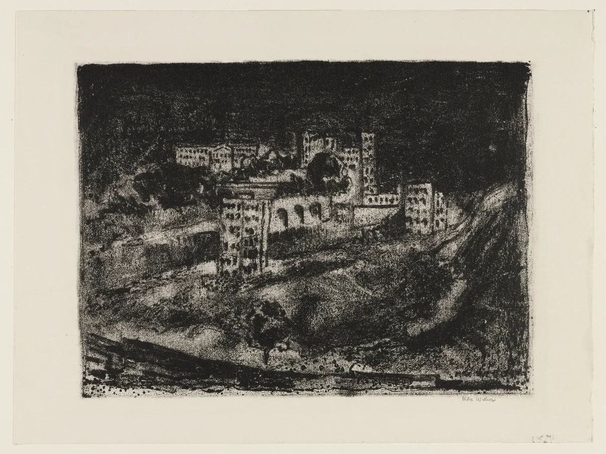 Dyckman at Night (Fordham Hills) by Max Weber, print, 1928