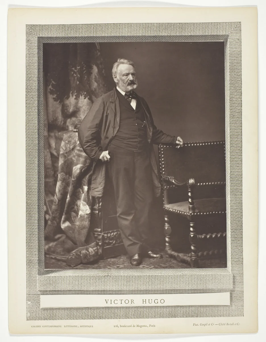 Victor Hugo (French novelist, playwright, and poet, 1802-1885) by Bertall et Cie, photograph, 1875-1876
