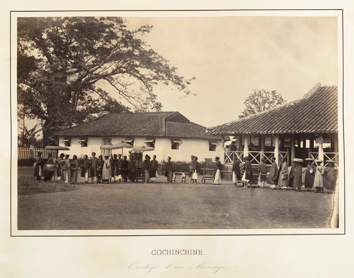 Cortège d'un mariage, Cochinchine by Emile Gsell, photograph, 1866