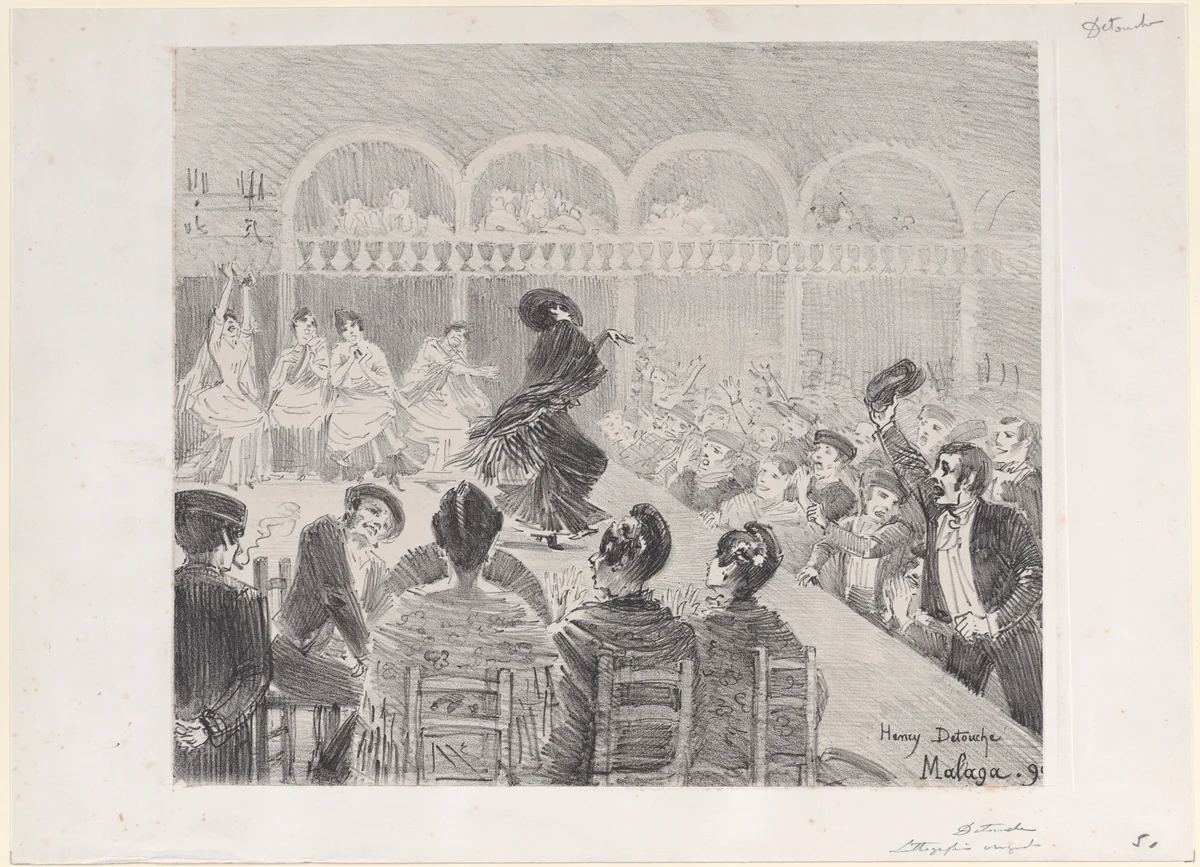 Flamenco dancer in Malaga by Henry Julien Detouche, print, 1898-1899