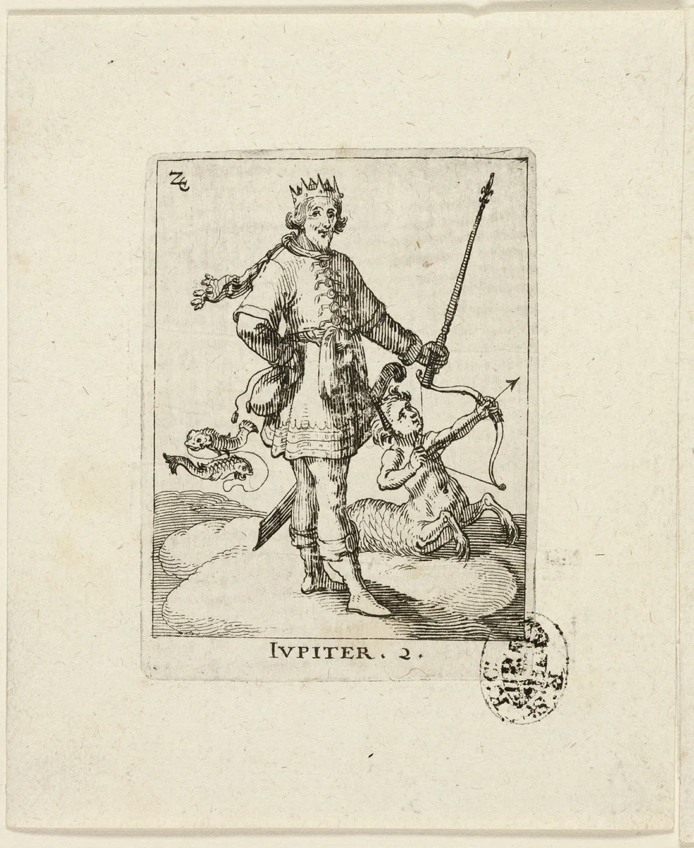 Jupiter, plate two from Der VII Planeten by Conrad Meyer, print, 1643-1689