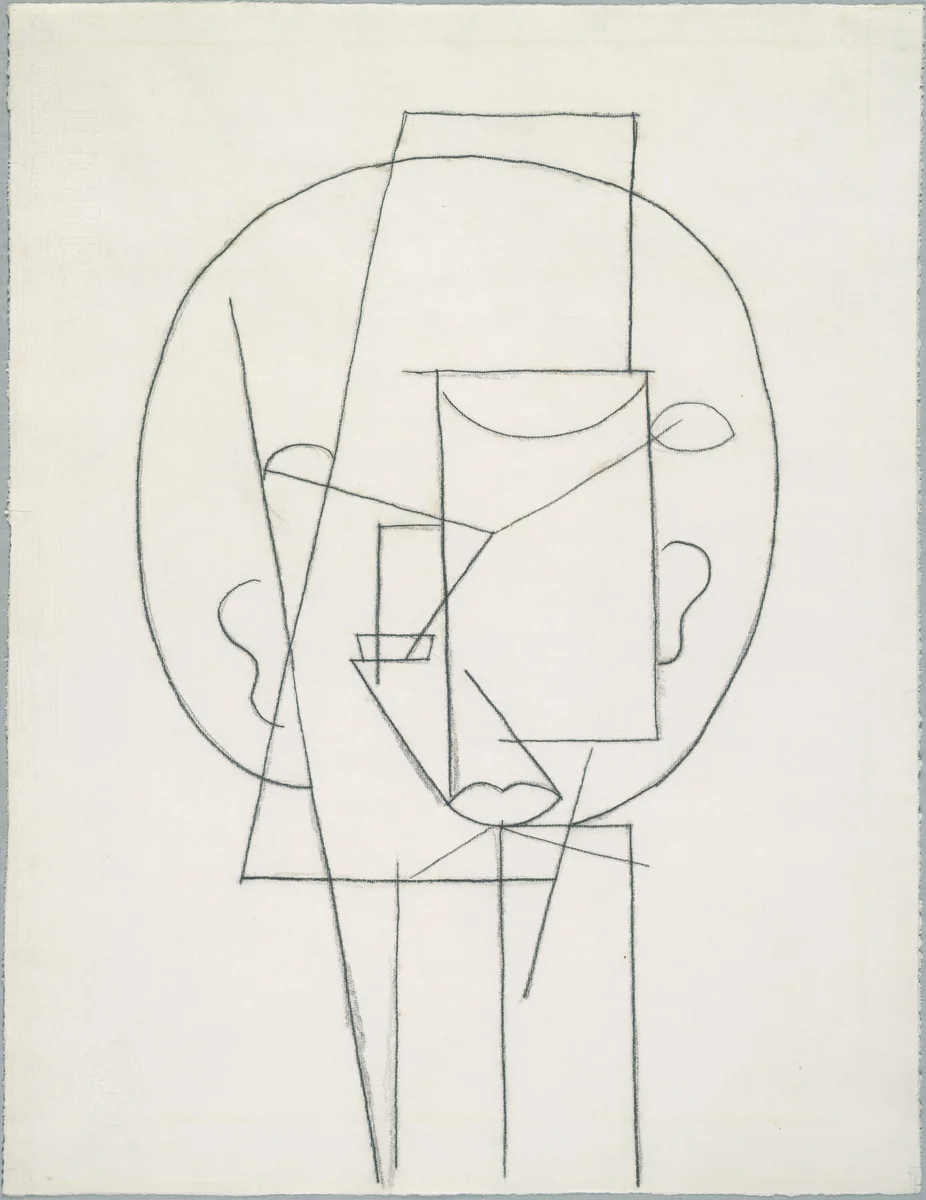 Head by Pablo Picasso, drawing, 1913
