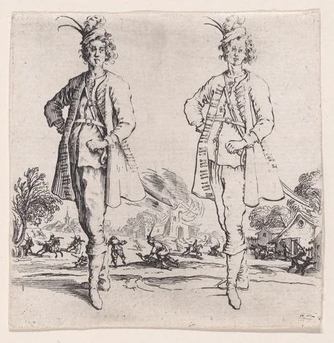 Le Turc vu de Face, La Main Droite Posée sur la Hanche (Front View of the Turk, Right Hand Placed on Hip), from "Varie Figure" (Various Figures) by Jacques Callot, print, 1615-1625