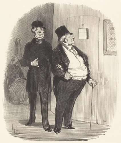 Un Jour de représentation a bénéfice... by Honoré Daumier, print, 1852