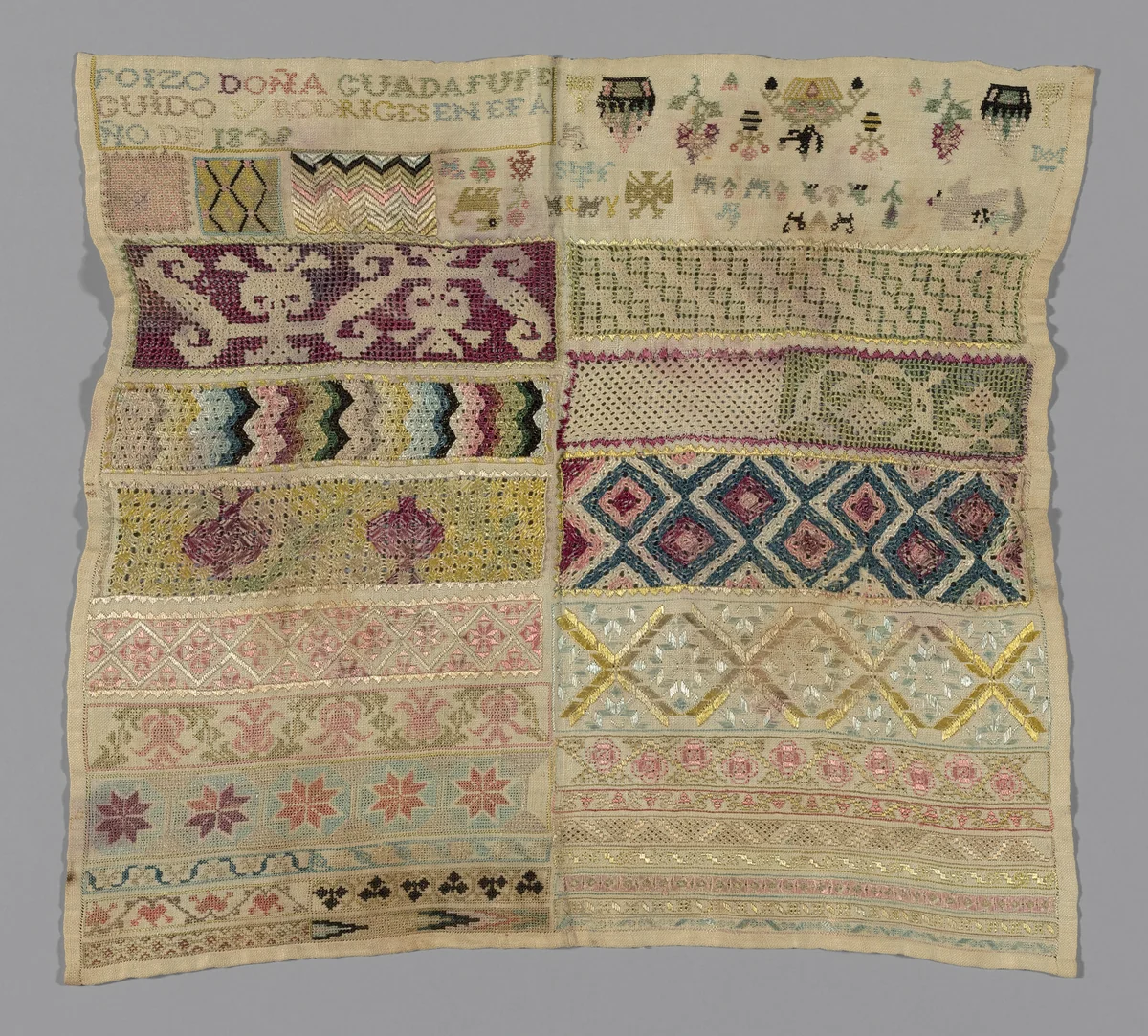 Sampler by Spain, textile, 1801-1900