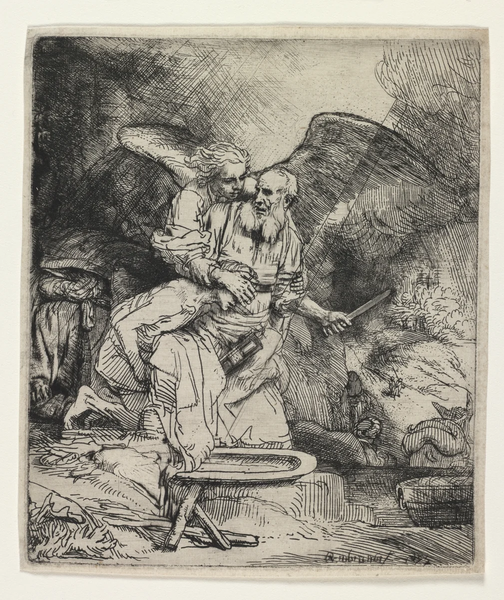 Abraham's Sacrifice by Rembrandt van Rijn, print, 1655