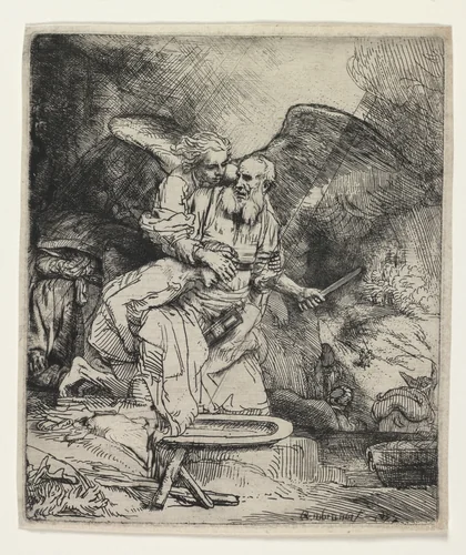 Abraham's Sacrifice by Rembrandt van Rijn, print, 1655