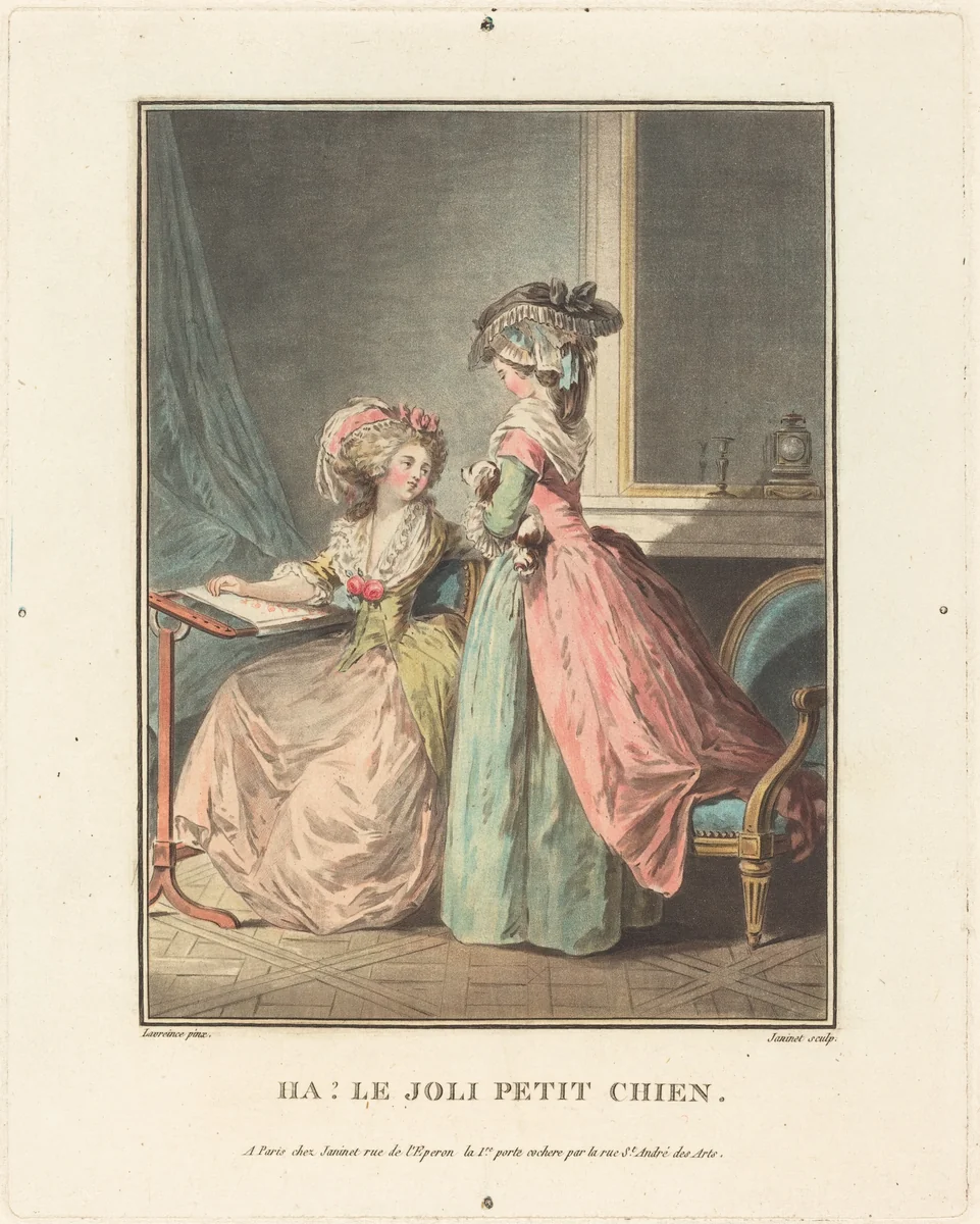 Ha! La joli petit chien by Jean-François Janinet; Nicolas Lavreince, print, 1752-1814