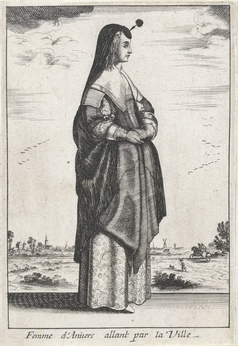 Femme d'Anvers allant par la Ville by anonymous, print, 1662
