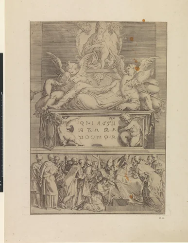 Graf van een bisschop by Battista Angolo del Moro, print, 1524-1575