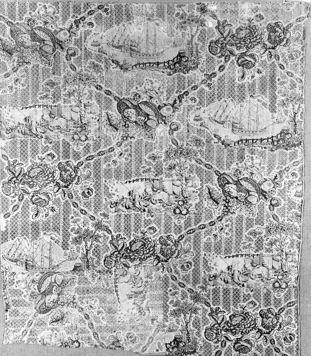 Rade de Cherbourg (Furnishing Fabric) by France, textile, 1780-1800